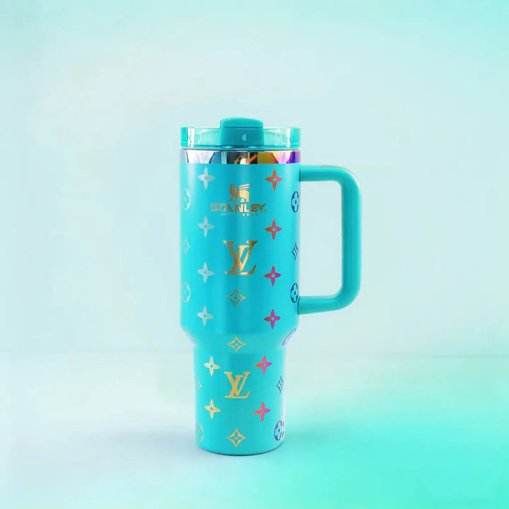 Aqua blue patterned tumbler