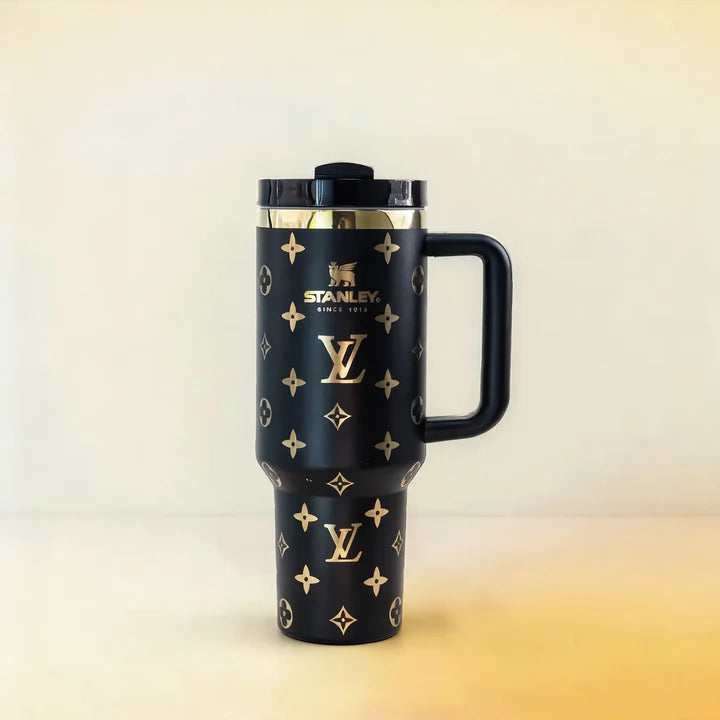 Black gold patterned tumbler