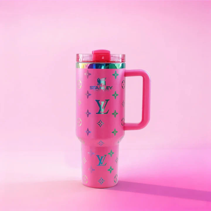 Hot pink patterned tumbler